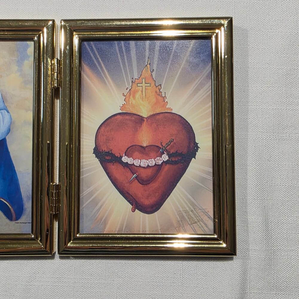 Sacred Heart Gold Framed Religious Art Picture 9" x 6" - Picture 2 of 8